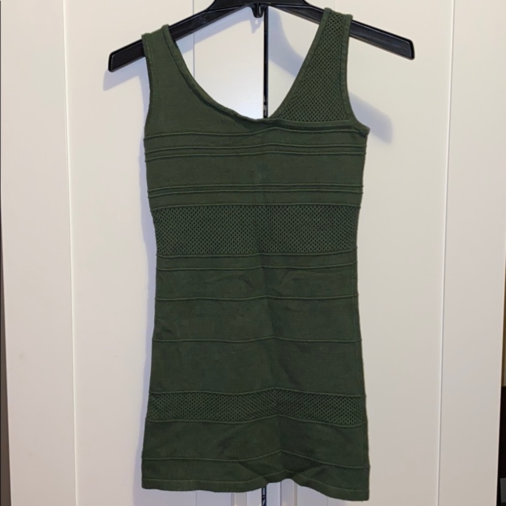 Olive green patterned sweater tank top